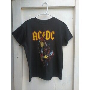 90's Vintage Men's AC/DC T-Shirt Black Large Brisco Bramos Rock Band Grunge Goth
